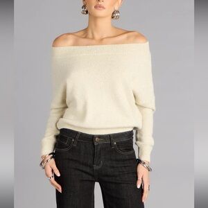 windsor glittery off shoulder sweater